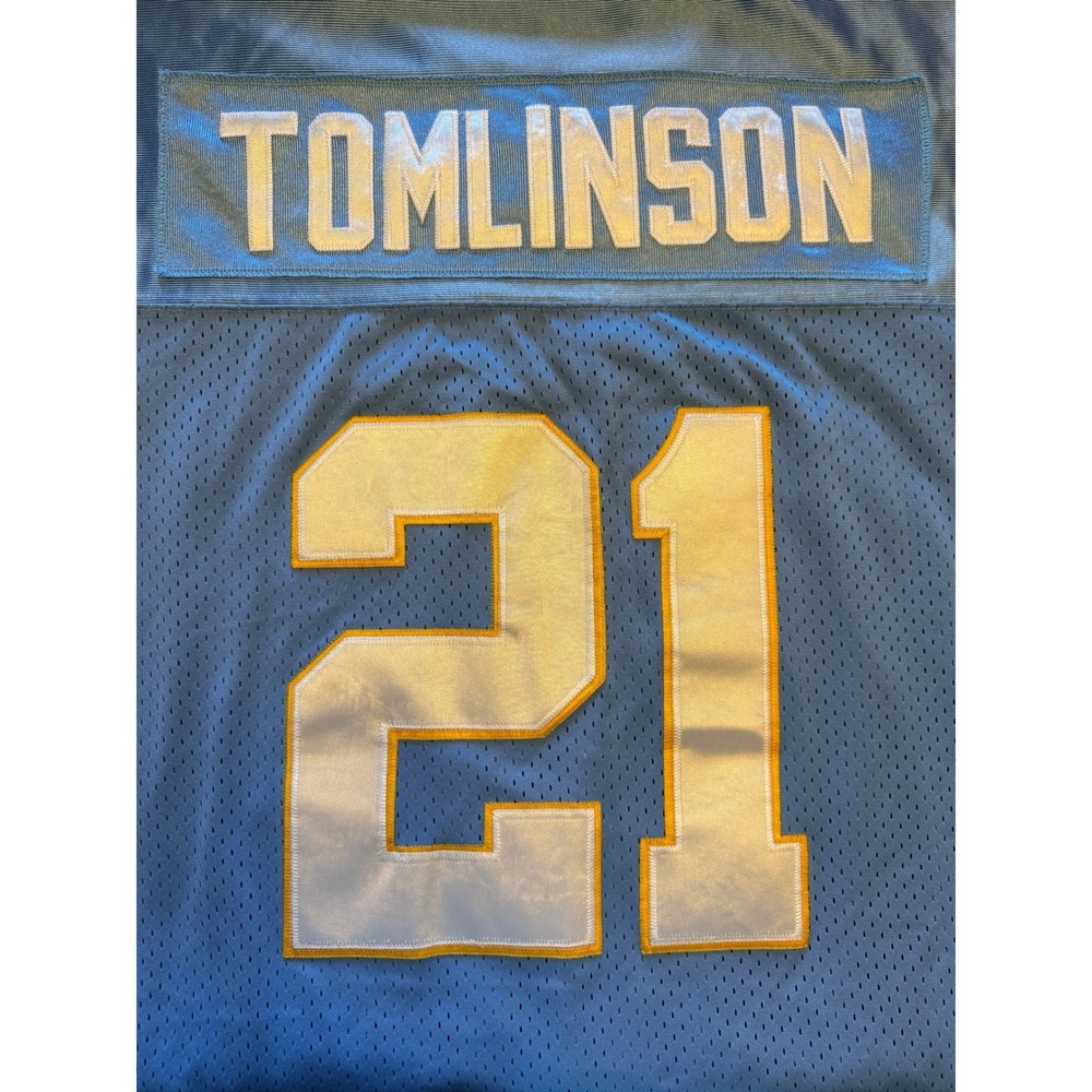 Reebok NFL Jersey Mens‎ 56 Blue Good Tomlinson 21 Chargers Powder Blue On Field - Picture 6 of 11